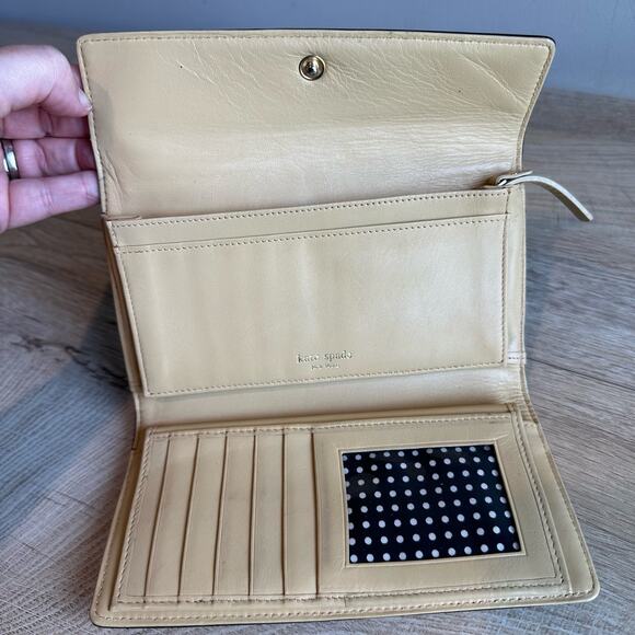 Kate Spade Long Trifold Black Leather Wallet - Picture 3 of 16